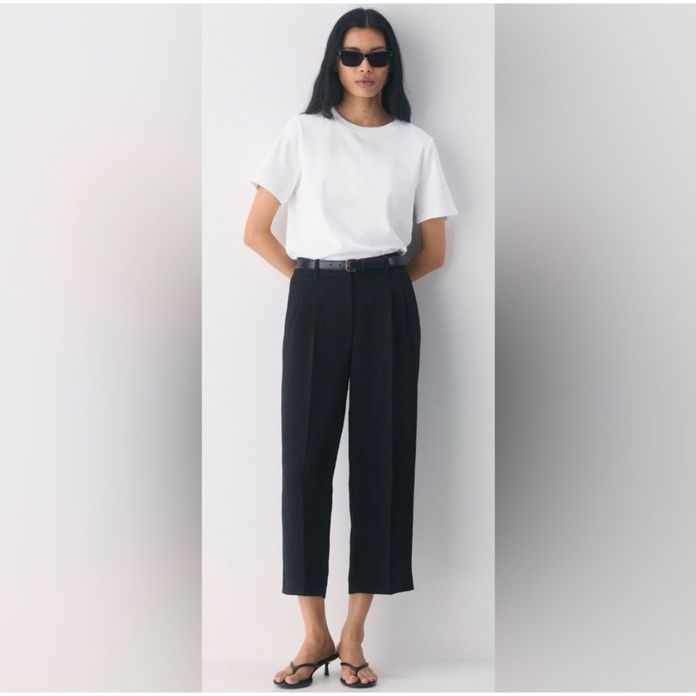Aritzia Wilfred Effortless Cropped Pants Black Slack Preppy Minimalist Classic 2